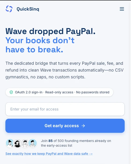 QuickSinq homepage