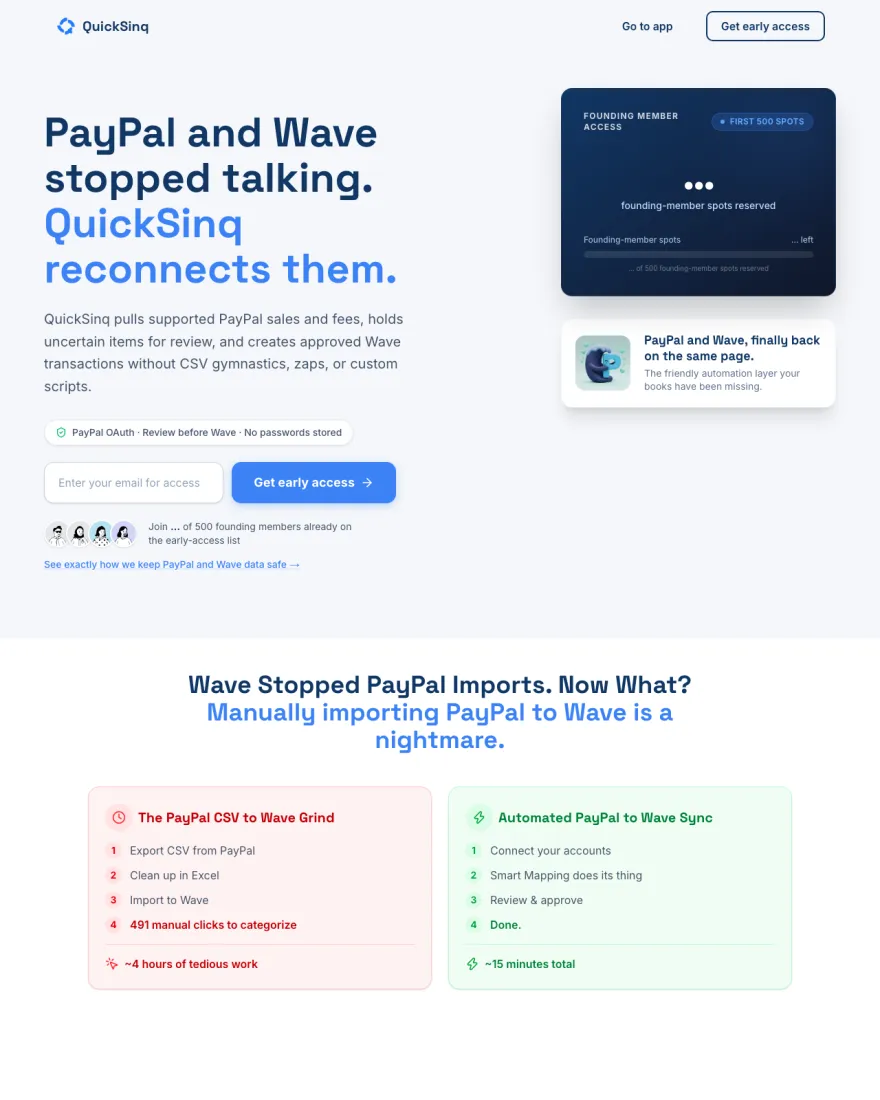 QuickSinq homepage