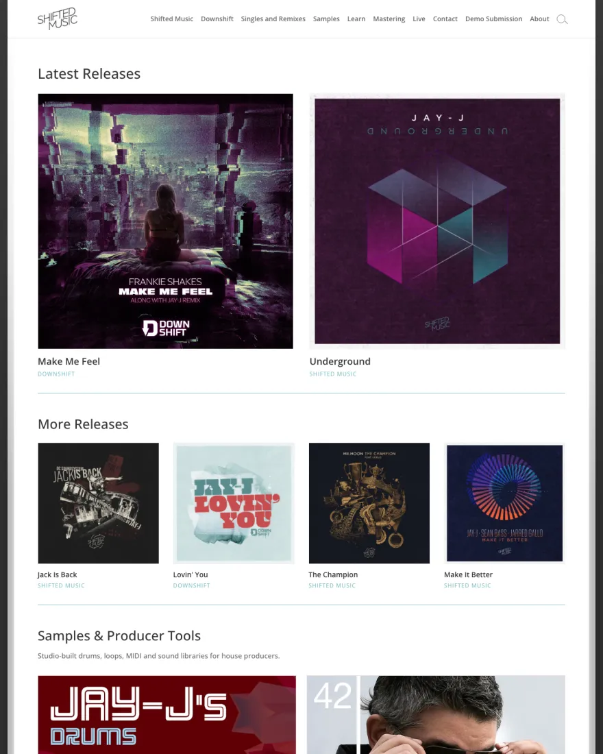 Shifted Music homepage